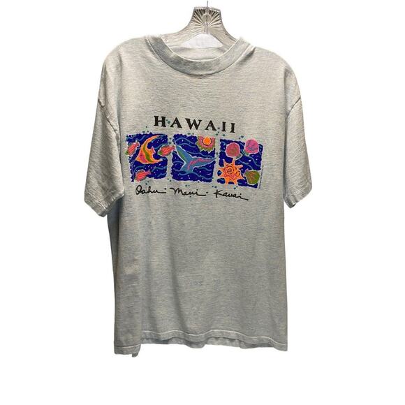Vintage 1993 Maui Bay Hawaii Neon Print Single Stitch Unisex T-Shirt Size Large - Picture 1 of 5